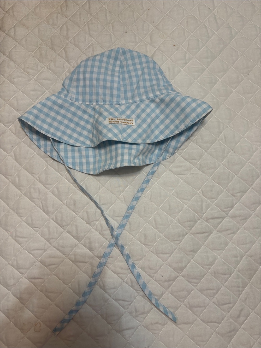 The Beaufort Bonnet Company Light Blue Gingham Sun Hat with Chin Ties
